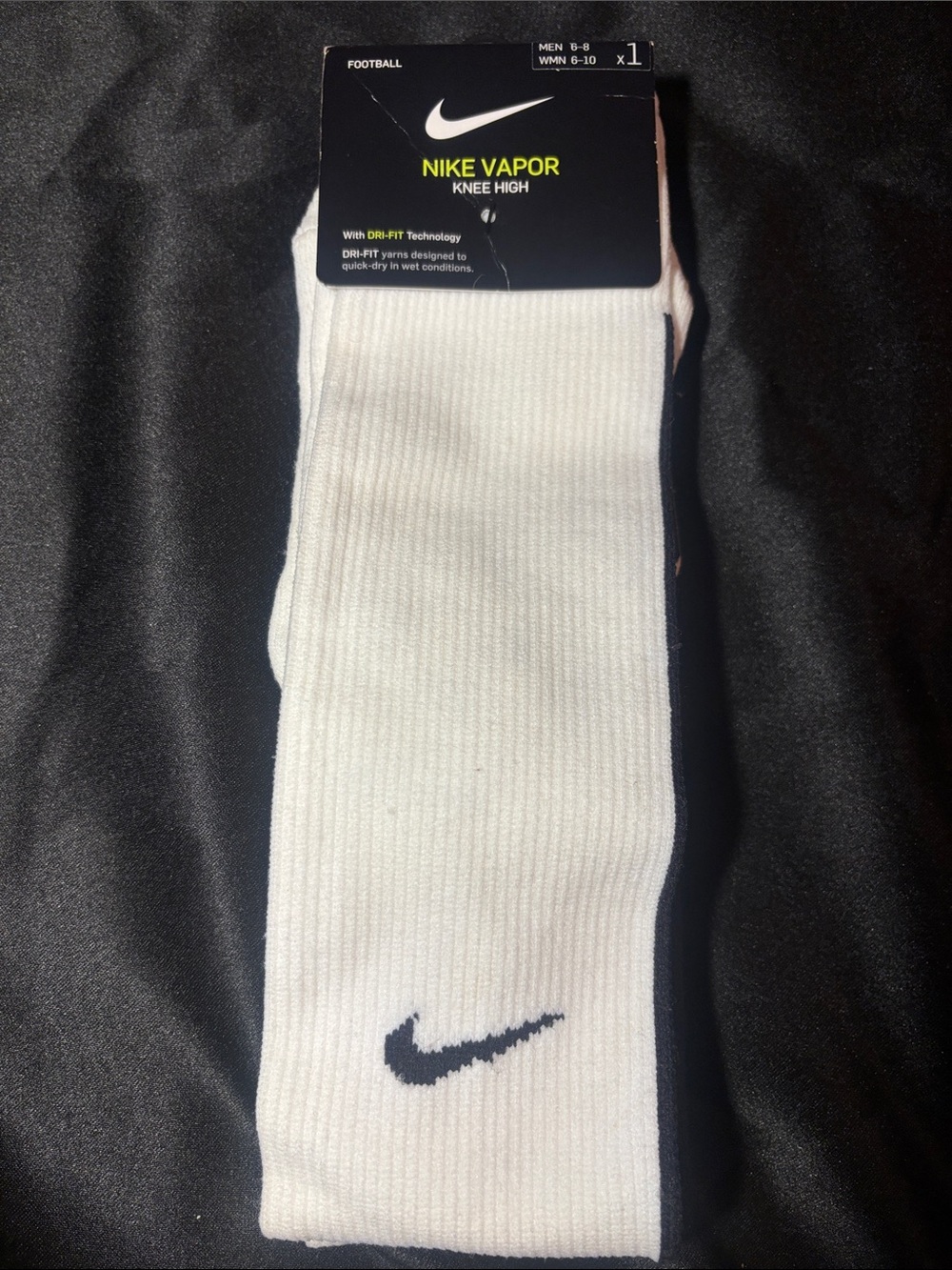 Nike White Knee High Athletic Socks with Black Swoosh
